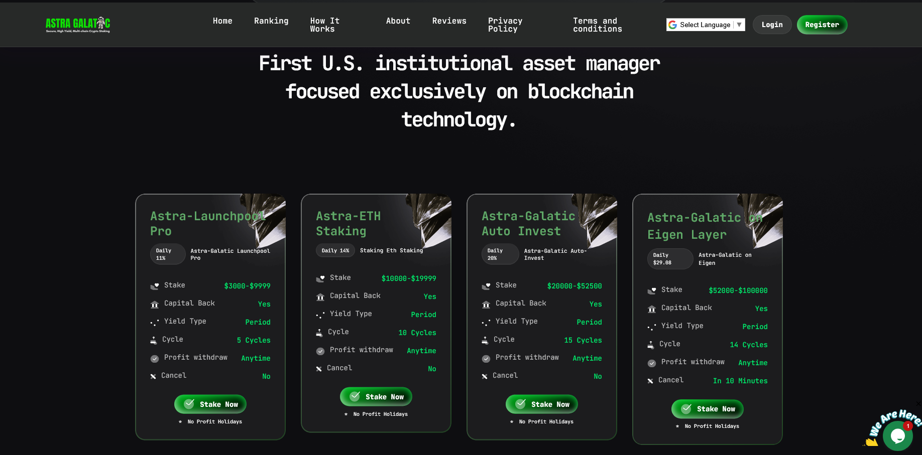 Astra Galatic Staking Returns